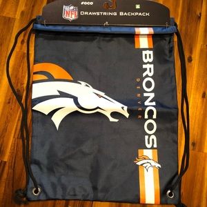 NWT Denver Broncos drawstring bag.